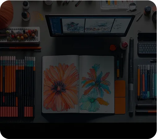 Icon representing artwork and illustration preparation for publications.