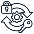 Icon representing copyright and permission management for publishing.