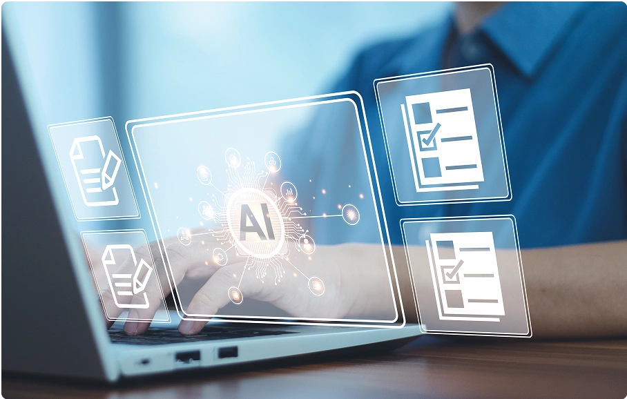 Illustration showing automation of business processes through digitization.