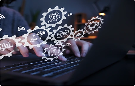 Illustration showing automation of business processes through digitization.