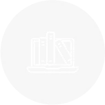 Icon representing digital library solutions with content digitization and indexing.
