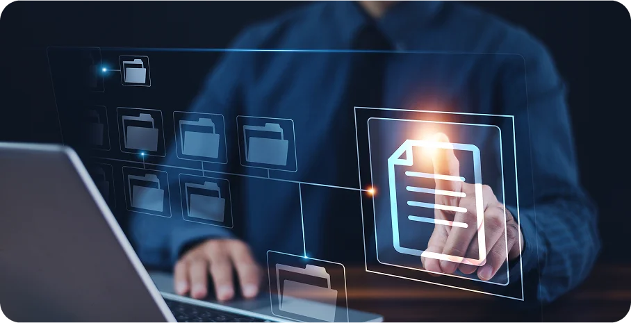 Illustration showing secure IP document storage and management.
