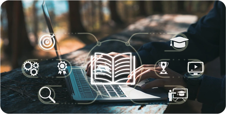 Image represents eBooks and gamified learning app solutions