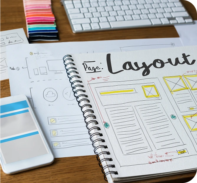 Illustration showing AI automating content layout and design formats.